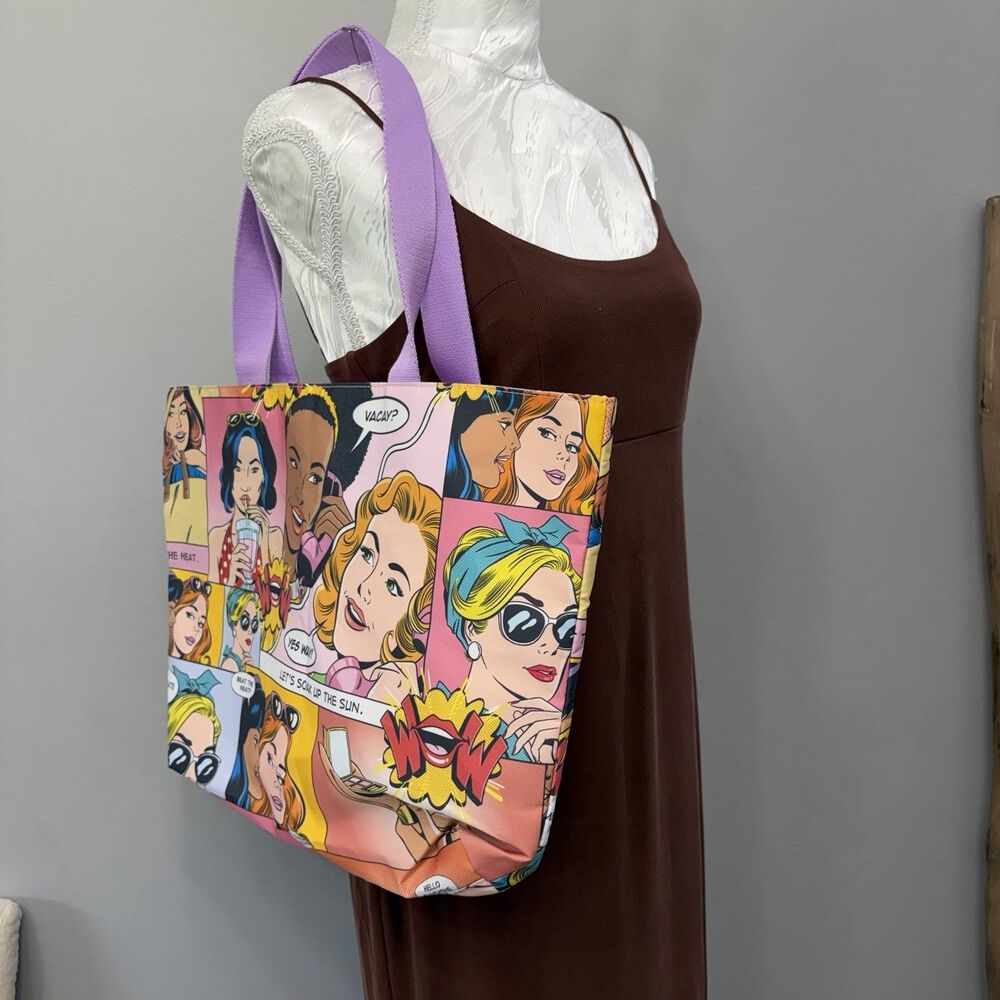 Estee Lauder Cosmetics Graphic Pop Art Comic Strip Tote Bag in Pink